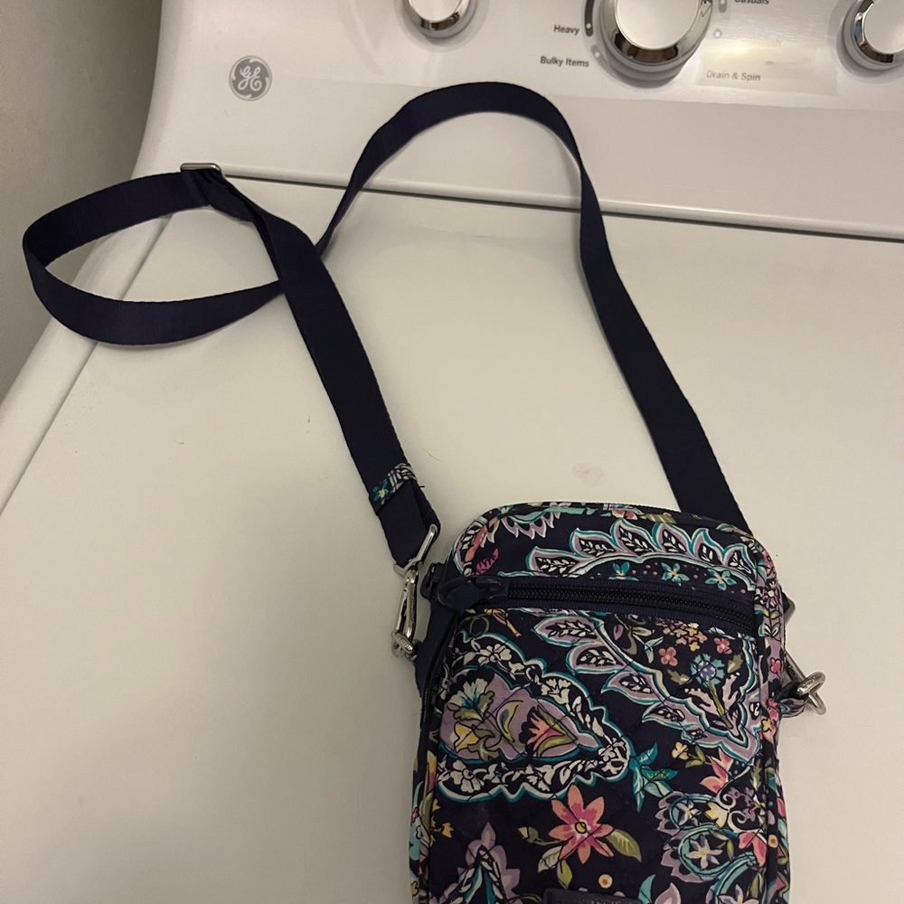 Vera Bradley Navy and Pink Floral Crossbody Bag Read Description
